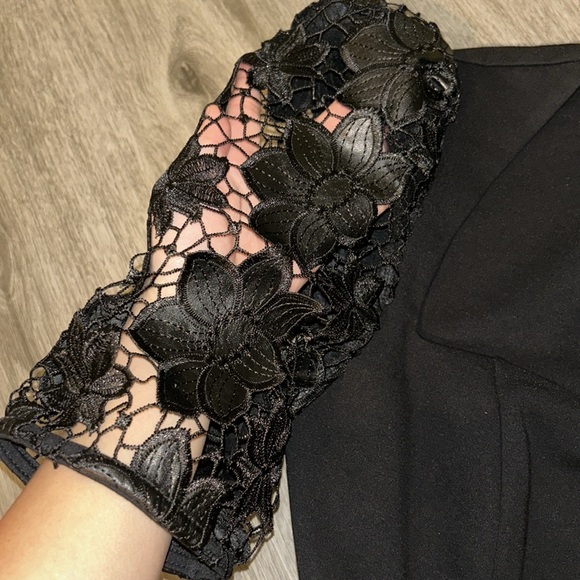 DOLAN LEFT COAST  Faux-Leather Cutwork Puff-Sleeve Blouse - Picture 8 of 10